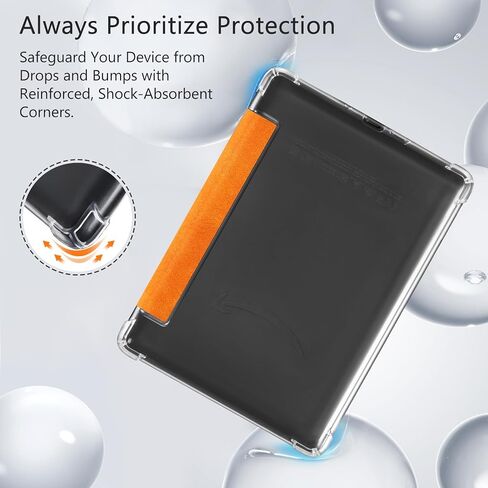 Case for Kindle Paperwhite 11th Generation 6.8" and Signature Edition- New PU Leather Cover and Transparent TPU Back Cover with Auto Wake/Sleep Feature-Orange in Saudi Arabia