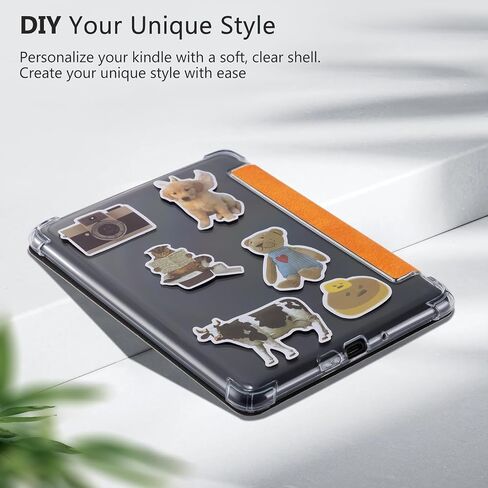 Case for Kindle Paperwhite 11th Generation 6.8" and Signature Edition- New PU Leather Cover and Transparent TPU Back Cover with Auto Wake/Sleep Feature-Orange in Saudi Arabia
