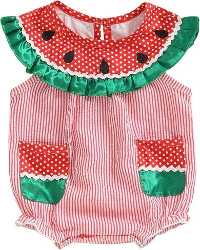 Newborn Baby Girl Watermelon Romper Summer Sleeveless Rompers Jumpsuits Bodysuit Cute Infant One Piece Outfit in Saudi Arabia