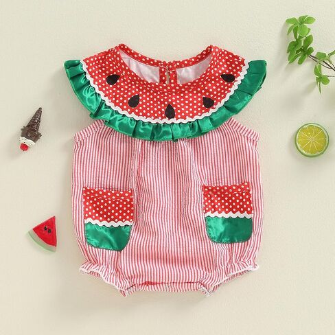 Newborn Baby Girl Watermelon Romper Summer Sleeveless Rompers Jumpsuits Bodysuit Cute Infant One Piece Outfit in Saudi Arabia
