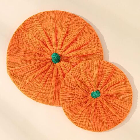 2 Pcs Pumpkin Beret Hat Parent-Child Mother Baby Halloween Beanie Knit Hat Mom and Baby Winter Warmer Crochet Ski Cap in Saudi Arabia