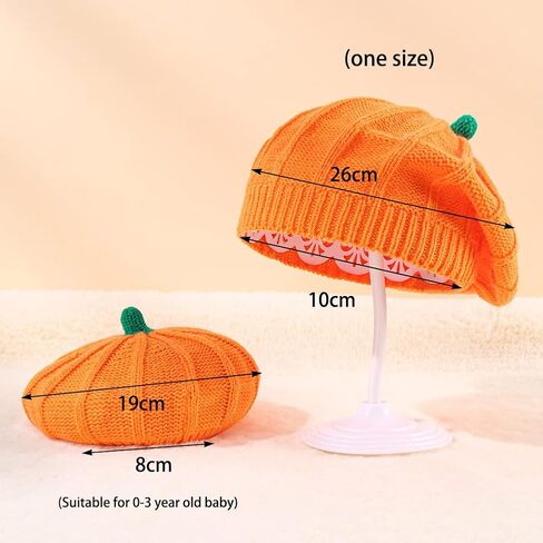 2 Pcs Pumpkin Beret Hat Parent-Child Mother Baby Halloween Beanie Knit Hat Mom and Baby Winter Warmer Crochet Ski Cap in Saudi Arabia