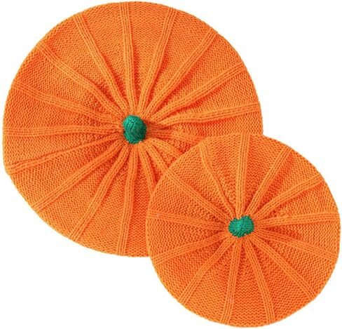 2 Pcs Pumpkin Beret Hat Parent-Child Mother Baby Halloween Beanie Knit Hat Mom and Baby Winter Warmer Crochet Ski Cap in Saudi Arabia