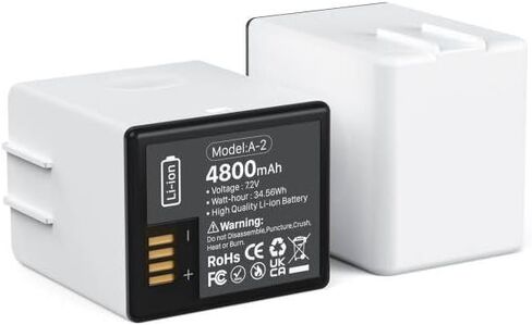 بطارية SHENMZ لـ Arlo Go، (ترقية جديدة 2024) بطارية بديلة جديدة عالية السعة 0 دورة لـ Arlo A-2 7.2V 4800mAh 34.56Wh متوافقة مع Arlo Go فقط (VMA4400C) 308-100030-01-1pack in Kuwait