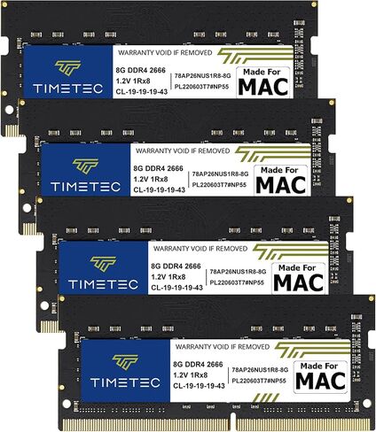 مجموعة Timetec 32GB (4x8GB) متوافقة مع Apple DDR4 2666MHz لمنتصف 2020 iMac (20,1/20,2) / منتصف 2019 iMac (19,1) 27 بوصة مع شاشة Retina 5K PC4-21333 / PC4-21300 CL19 SODIMM ترقية ذاكرة الوصول العشوائي لذاكرة الوصول العشوائي (MAC). in Kuwait