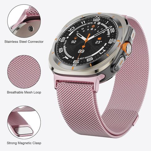 Milanese Band Compatible with Samsung Galaxy Watch Ultra Band 47mm (2024), Stainless Steel Mesh Loop Magnetic Clasp Strap for Women Men in Saudi Arabia