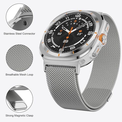 Milanese Band Compatible with Samsung Galaxy Watch Ultra Band 47mm (2024), Stainless Steel Mesh Loop Magnetic Clasp Strap for Women Men in Kuwait