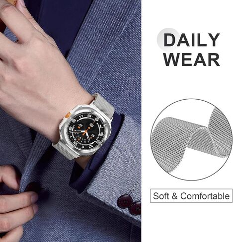 Milanese Band Compatible with Samsung Galaxy Watch Ultra Band 47mm (2024), Stainless Steel Mesh Loop Magnetic Clasp Strap for Women Men in Kuwait