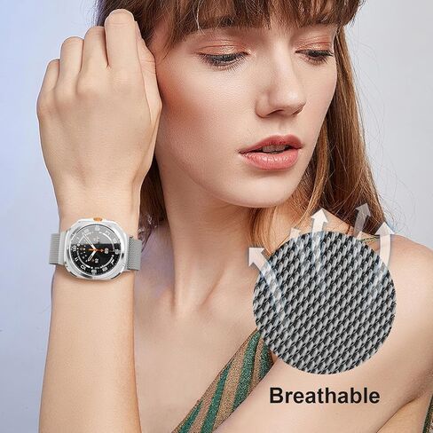Milanese Band Compatible with Samsung Galaxy Watch Ultra Band 47mm (2024), Stainless Steel Mesh Loop Magnetic Clasp Strap for Women Men in Kuwait