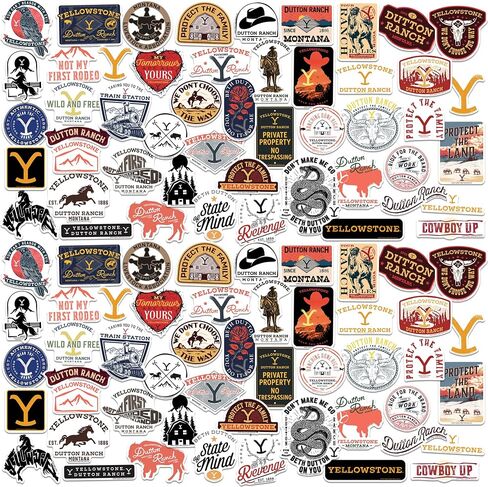 Yellowstone 50CT Sticker Pack Large Deluxe Stickers Variety Pack - Laptop, Water Bottle, Scrapbooking, Tablet, Skateboard, Indoor/Outdoor - Set of 50 in Kuwait