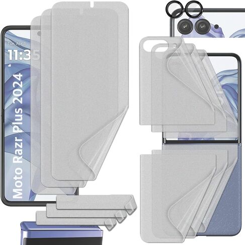 [3SET 13PCS] [12 واقي شاشة من طبقة TPU غير اللامعة] [1 واقي عدسة نحت ثلاثي الأبعاد] Motorola Moto Razr Plus 2024 مع واقي مفصلي [مجموعة 3 مضادة للوهج] حافظة مقاومة للخدش in Saudi Arabia