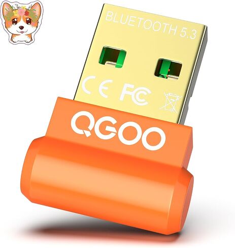 محول بلوتوث USB للكمبيوتر الشخصي - QGOO Bluetooth Dongle 5.3 EDR، مستقبل بلوتوث لاسلكي للكمبيوتر المكتبي والكمبيوتر المحمول بلوتوث Windows 8.1/10/11 (orange-042) in Saudi Arabia