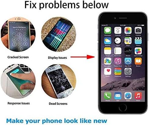 متوافق مع شاشة iPhone 6s بديلة سوداء LCD تعمل باللمس، شاشة كاملة مع زر الصفحة الرئيسية ومستشعر القرب وسماعة الأذن وكاميرا أمامية وأداة إصلاح مجانية in Saudi Arabia