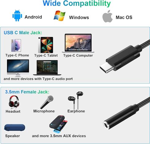 محول صوت COOYA USB C إلى 3.5 ملم لهاتف Samsung S24 Ultra S23 FE S22 S21 Flip5 A54 محول سماعة الرأس من النوع C إلى Aux Dongle موصل سماعة أذن ستيريو لهاتف iPhone 15 Pro Max iPad 10 Pixel 8 7a OnePlus 12 9 in Kuwait