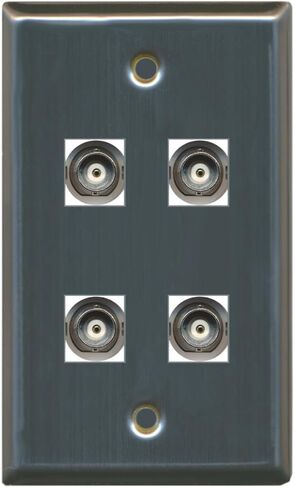 RiteAV 4 Port BNC Female/Female HD-SDI Jack Wall Plate - Black in Saudi Arabia