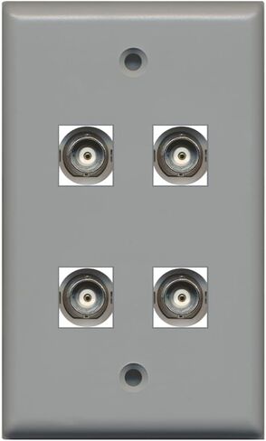 RiteAV 4 Port BNC Female/Female HD-SDI Jack Wall Plate - Black in Saudi Arabia
