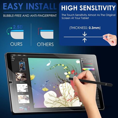 【2-PACK】DETUOSI Screen Protector for Samsung Galaxy Tab A9 8.7" 2023 Android Tablet (SM-X110/X115/X117), Anti-Scratch Touch Sensitive Tempered Glass Film Protective Mica para Galaxy Tab A9 8.7" Tablet in Saudi Arabia