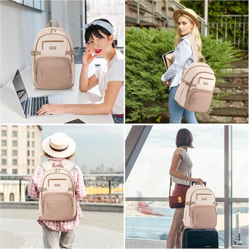 Backpack for School Girls, Cute High School Backpacks for Teens Women Student Large Bookbag 15.6 Inch Laptop Bag with USB Charger Port for College Work Travel Trip (Beige) in Saudi Arabia