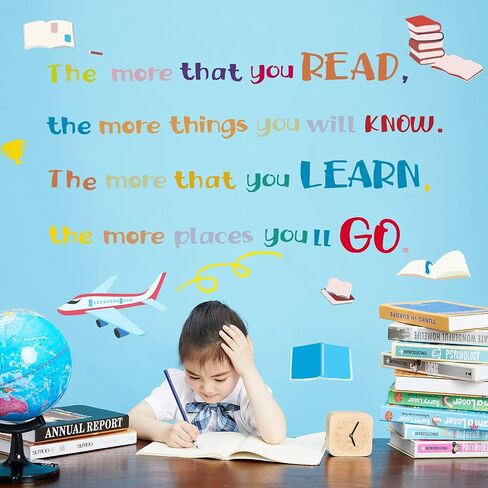 Creative Removable Colorful Quotes Inspirational The More That You Read -Dr.Seuss Wall Stickers Education Saying Lettering Art Decor Decals for Kids Girls Boys Bedroom Study Room Classroom in Saudi Arabia