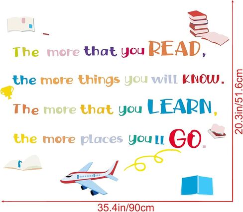 Creative Removable Colorful Quotes Inspirational The More That You Read -Dr.Seuss Wall Stickers Education Saying Lettering Art Decor Decals for Kids Girls Boys Bedroom Study Room Classroom in Saudi Arabia