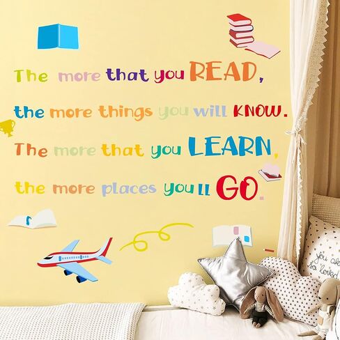 Creative Removable Colorful Quotes Inspirational The More That You Read -Dr.Seuss Wall Stickers Education Saying Lettering Art Decor Decals for Kids Girls Boys Bedroom Study Room Classroom in Saudi Arabia
