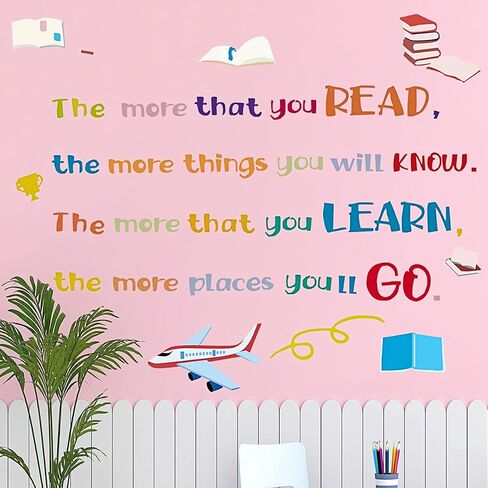 Creative Removable Colorful Quotes Inspirational The More That You Read -Dr.Seuss Wall Stickers Education Saying Lettering Art Decor Decals for Kids Girls Boys Bedroom Study Room Classroom in Saudi Arabia