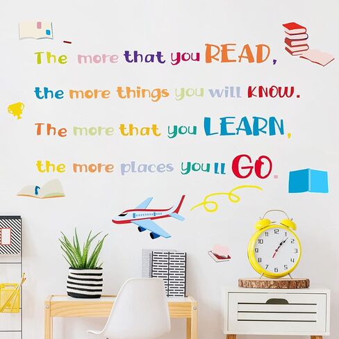 Creative Removable Colorful Quotes Inspirational The More That You Read -Dr.Seuss Wall Stickers Education Saying Lettering Art Decor Decals for Kids Girls Boys Bedroom Study Room Classroom in Saudi Arabia