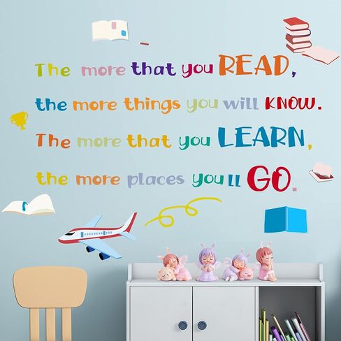 Creative Removable Colorful Quotes Inspirational The More That You Read -Dr.Seuss Wall Stickers Education Saying Lettering Art Decor Decals for Kids Girls Boys Bedroom Study Room Classroom in Saudi Arabia
