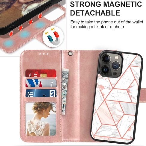 حافظة محفظة CASEOWL متوافقة مع هاتف iPhone 14 Pro [تدعم شاحن Magsafe] مغناطيسية قابلة للفصل [حجب RFID] حافظة جلدية قابلة للطي على شكل زهور مع حامل بطاقة، حزام يد للنساء والفتيات (عتيق) in Kuwait