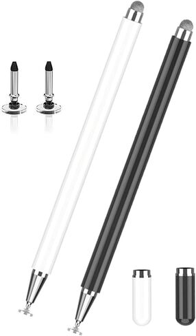 2 Pcs Stylus Pen Replacement for Samsung Galaxy Tab A9 Plus/A9/A8/A8 Plus/A7 Tablet/iPad/Microsoft/Surface/AMZ Fire Android Tablet All Touchscreen Devices Universal High Sensitive S Pen (Black+White) in Saudi Arabia
