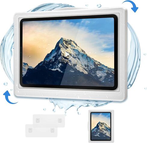 حامل تابلت للاستحمام مع شاشة لمس مضادة للضباب وHD، حامل دش iPad خفيف الوزن ومقاوم للماء، حامل iPad للاستحمام مع ملصقين حائط، متوافق مع iPad Tablet iPhone أقل من 11 بوصة، أبيض in Saudi Arabia