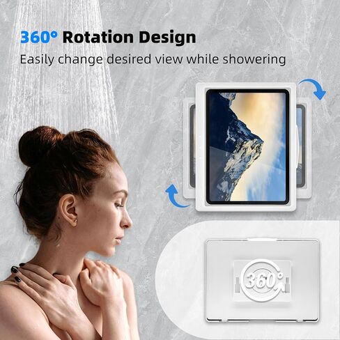 حامل تابلت للاستحمام مع شاشة لمس مضادة للضباب وHD، حامل دش iPad خفيف الوزن ومقاوم للماء، حامل iPad للاستحمام مع ملصقين حائط، متوافق مع iPad Tablet iPhone أقل من 11 بوصة، أبيض in Saudi Arabia