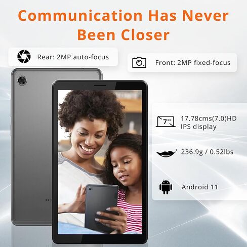 LenovoTab M7 (3rd Gen) Tablet, 7" SD (1024x600) Display, MediaTek MT8166, 2GB RAM, 32GB Storage, 2.0MP Camera, Android 11, Grey in Saudi Arabia