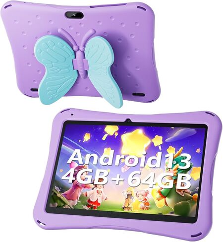 تابلت SGIN للأطفال، تابلت Android 13 مقاس 10 بوصة للأطفال مع حافظة للأطفال، ذاكرة وصول عشوائي 4(2+2) جيجابايت وذاكرة وصول عشوائي 64 جيجابايت، 5000 مللي أمبير في الساعة، شاشة 1280 * 800، كاميرا مزدوجة، واي فاي، Kidoz مثبتة مسبقًا، مراقبة أبوية in Saudi Arabia