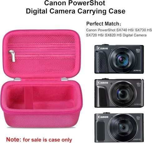 Carrying Case for Canon PowerShot SX740/ SX730/ SX720/ SX620 Digital Camera, 4K Video Camera Travel Storage Cover Bag Organizer Holder, Mesh Pocket fits Battery Charger, Black in Kuwait