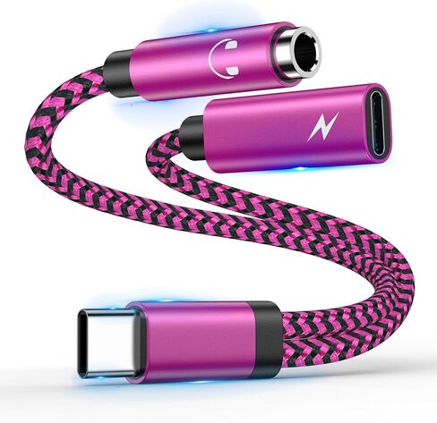 محول سماعة رأس وشاحن Samsung S24 USB C إلى 3.5 ملم، 2 في 1 USB C إلى AUX Mic Jack 60W شحن سريع لهاتف Samsung Galaxy S23 FE/Ultra S22 S21 A15، Google Pixel 8a 8 7 Pro 6، ستيريو، سماعات الأذن، iPad in Kuwait