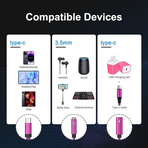 محول سماعة رأس وشاحن Samsung S24 USB C إلى 3.5 ملم، 2 في 1 USB C إلى AUX Mic Jack 60W شحن سريع لهاتف Samsung Galaxy S23 FE/Ultra S22 S21 A15، Google Pixel 8a 8 7 Pro 6، ستيريو، سماعات الأذن، iPad in Kuwait