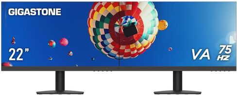 Gigastone 22 inch VA LED Back Light Monitor 2-Pack 75Hz FHD 1920 x 1080, 1080P 178° Wide View Frameless, Dual Monitor, 4ms, Eye Care Technology, Ergonomic Tilt VESA Mount, HDMI VGA in Saudi Arabia