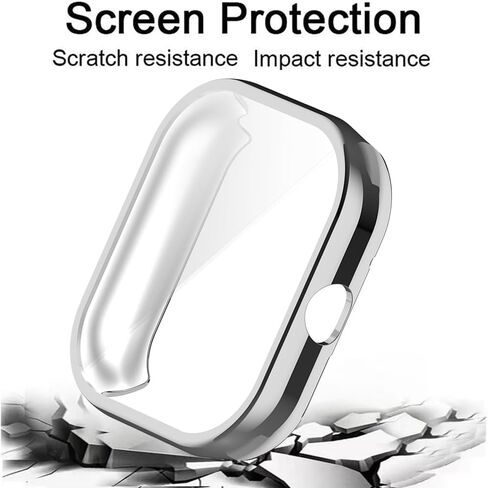[قطعتان] حافظة متوافقة مع ساعة Xiaomi redmi 4، حافظة حماية شاملة سوداء عالية الشفافية مع واقي شاشة، [مضادة للتلطخ] [مقاومة للخدش] حافظة TPU - أسود فضي in Kuwait
