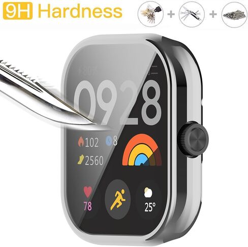 [قطعتان] حافظة متوافقة مع ساعة Xiaomi redmi 4، حافظة حماية شاملة سوداء عالية الشفافية مع واقي شاشة، [مضادة للتلطخ] [مقاومة للخدش] حافظة TPU - أسود فضي in Kuwait