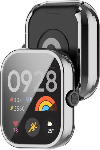 [قطعتان] حافظة متوافقة مع ساعة Xiaomi redmi 4، حافظة حماية شاملة سوداء عالية الشفافية مع واقي شاشة، [مضادة للتلطخ] [مقاومة للخدش] حافظة TPU - أسود فضي in Kuwait