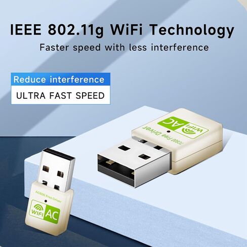 USB Wifi Adapter for Desktop PC - 5G/2.4G Dual Band AC600 High-Speed Dongle, Driver-Free Wireless Network Adapter for Windows 11/10/8.1/8/7/XP/Vista - Perfect Wifi USB Adapter for PC Milky-White in Saudi Arabia