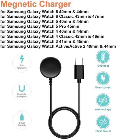 شاحن متوافق مع شاحن Samsung Galaxy، Galaxy Watch Ultra/7 / FE/ 6/6 Classic / 5/5 Pro / 4/4 Classic/ 3 / Active2/ كابل شاحن نشط، سلك شحن بديل 3.3 قدم (النوع C) in Kuwait