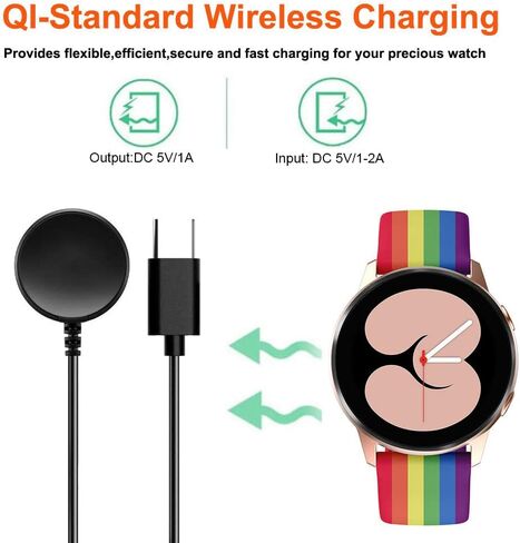 شاحن متوافق مع شاحن Samsung Galaxy، Galaxy Watch Ultra/7 / FE/ 6/6 Classic / 5/5 Pro / 4/4 Classic/ 3 / Active2/ كابل شاحن نشط، سلك شحن بديل 3.3 قدم (النوع C) in Kuwait