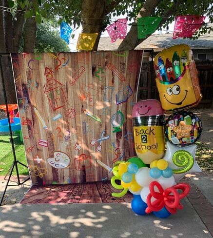 Leowefowa Back to School Backdrop 5x7ft Vinyl Photography Backdrops Hand Painted Pencils House Books on Vintage Retro Stripes Wood Floor Background Baby Kids Children Photo Studio Props in Kuwait