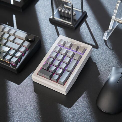 لوحة مفاتيح رقمية من الألومنيوم قابلة للبرمجة، RGB بإضاءة خلفية بلوتوث 5.0/2.4 جيجا هرتز/لوحة مفاتيح سلكية قابلة للتبديل السريع مع أغطية مفاتيح PBT 21 ومفاتيح خطية مزلقة لنظام Win/Mac in Kuwait