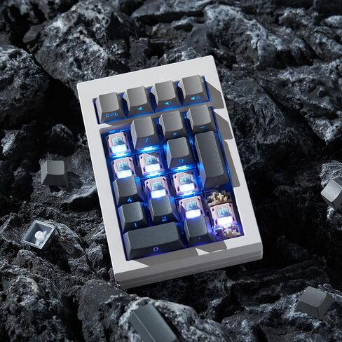 لوحة مفاتيح رقمية من الألومنيوم قابلة للبرمجة، RGB بإضاءة خلفية بلوتوث 5.0/2.4 جيجا هرتز/لوحة مفاتيح سلكية قابلة للتبديل السريع مع أغطية مفاتيح PBT 21 ومفاتيح خطية مزلقة لنظام Win/Mac in Kuwait