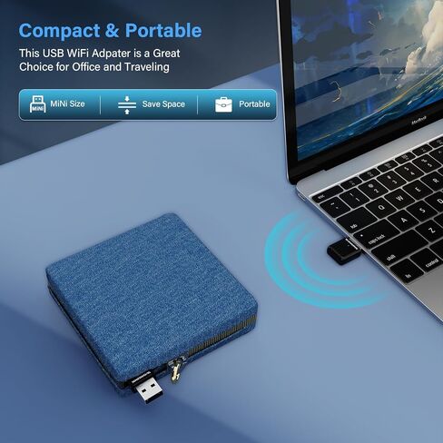 محول واي فاي USB من WONLILNK للكمبيوتر الشخصي، جهاز إرسال واستقبال شبكة لاسلكية ثنائي النطاق 2.4G/5G بسرعة 650 ميجابت في الثانية واي فاي دونجل لأجهزة الكمبيوتر المحمول المكتبية، حجم السفر، يدعم Windows XP/7/8/8.1/10/11 in Kuwait