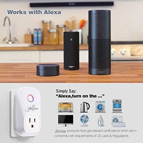 Jinvoo wifi Smart Plug, Smart Outlet Compatible with Alexa and Google Assistant, TUyaSmart Life 2.4GHz Only WiFi Socket, Voice&Remote Control, Schedule Timer, No Hub Required, ETL&FCC, 2-Pack in Saudi Arabia