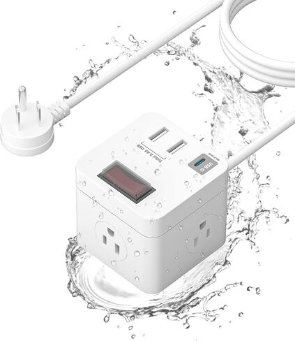Power Strip Cube with USB C Compact for Travel, Outdoor Power Strip with 3 Outlets & 3 USB Ports, 5ft Extension Cord, Outdoor Surge Protector Waterproof Outlets for Cruise Ship Hotels(White) in Saudi Arabia